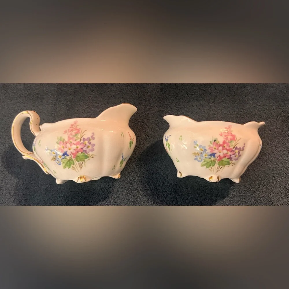 Vintage Royal Stanford Creamer And Sugar Fine Bone‎ China Made In England.